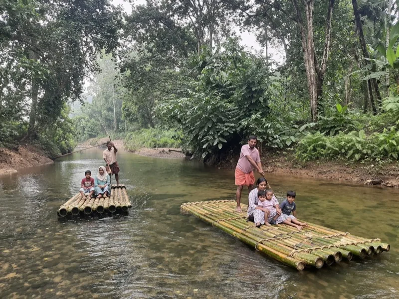 Bamboo rafting Kuruva Island Wayanad