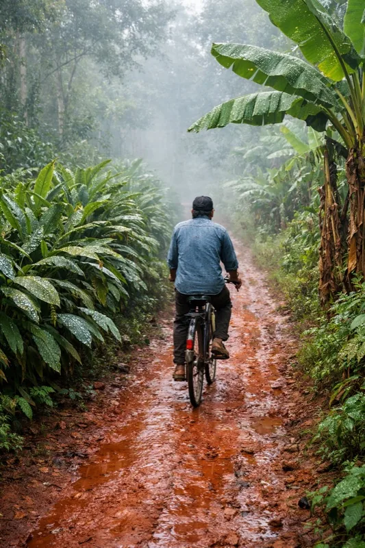 Cycling through Wayanad estates